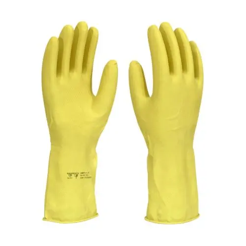 LUVA DE LATEX MULTIUSO FORRADA C/ ALGODAO  AMARELA - XG