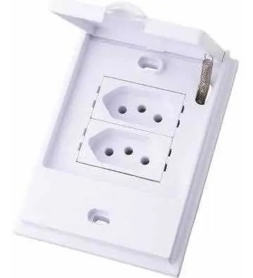 TOMADA 2P+T 10A/250V DUPLA C/ PLACA DISTANCIADAS BLANC