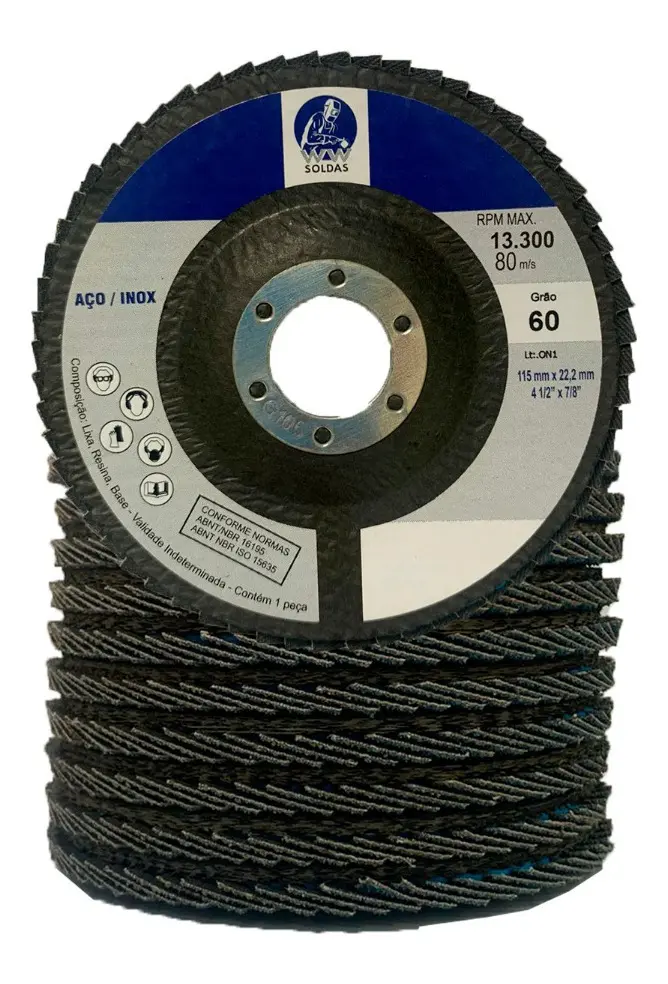 DISCO FLAP ZIRCONIA 115MM G80 COSTADO CONCAVO DE FIBRA