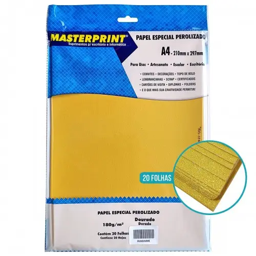 PAPEL CARTAO A4 180G DOURADO