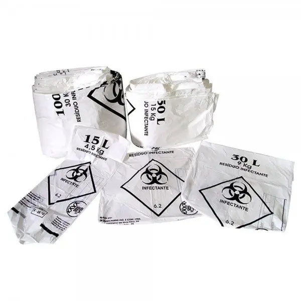 SACO PLASTICO LIXO BRANCO INFECTANTE